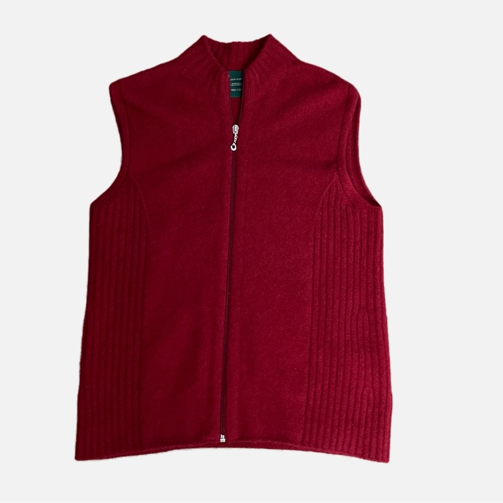 Lothlorian Merino Possum Zip Vest‎ Medium Red Cozy